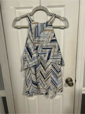 White House Black Market Chevron Ruffle Halter Tank